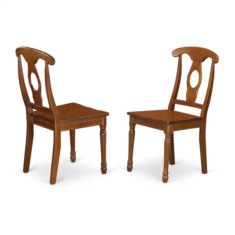 HomeStock 5-Pc Saddle Brown Finish Solid Wood Top - Dining Room Set with Leaf - Seats 4