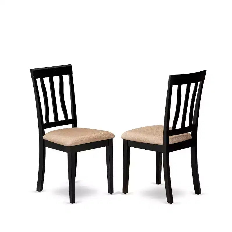 Kitchen Dining Set - Round Table with 2 Wood Chairs - Modern Dining Room Furniture
