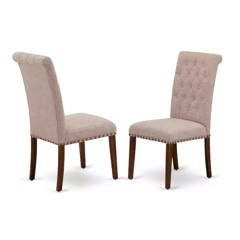 3-Piece Mahogany Finish Solid Wood Top - Upholstered Dining Room Set - Seats 4