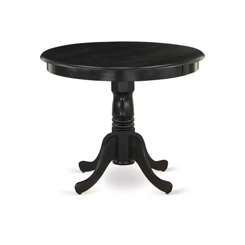 3-Piece Wirebrushed Black Solid Wood Top - Upholstered Dining Room Set - Seats-4