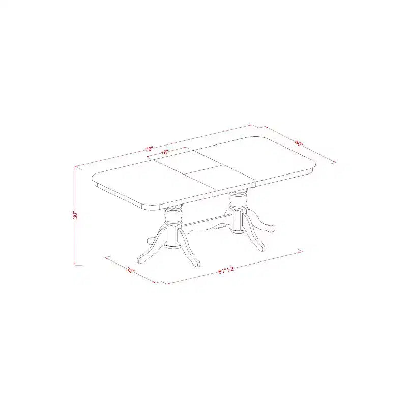Coastal Cottage Dining Set - 7 Piece Table & Chairs - 40x78 Inch Rectangle Table