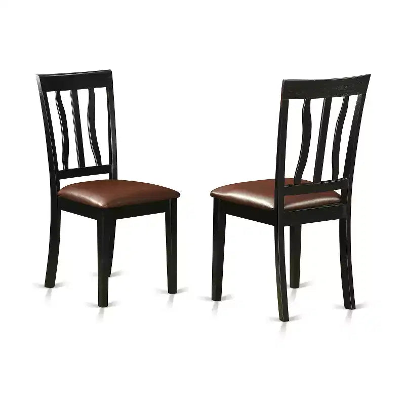 HomeStock 3-Pc Black Finish Solid Wood Top - Dining Room Set - Seats 4