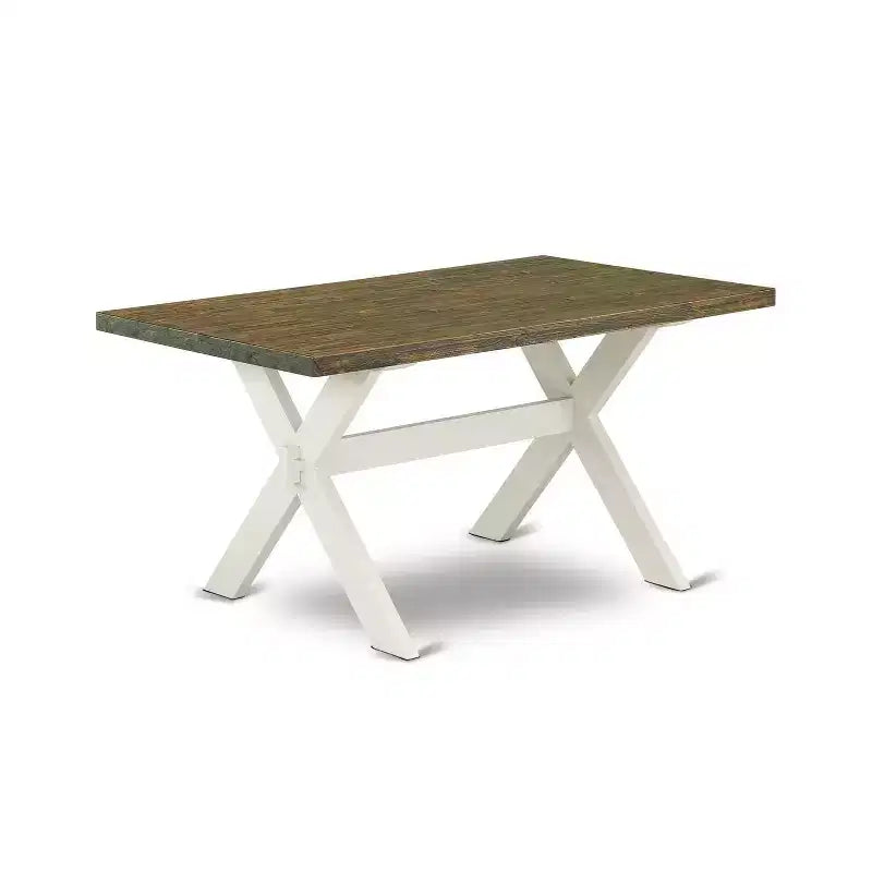 HomeStock 5-Piece Wire Brushed Linen White Finish Solid Wood Top Dining table with 4-Chairs