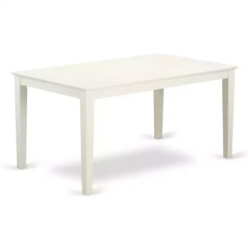 HomeStock 7-Pc Rectangle Linen White Finish Solid Wood Top Dining Table with 6 Parson-Chairs