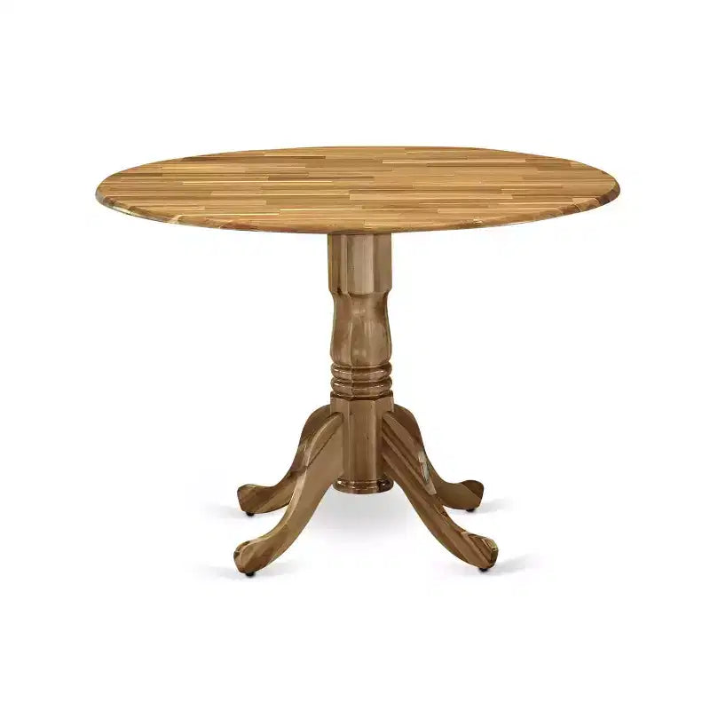 HomeStock 3-Pc Natural Oil Finish Solid Wood Top - Round Dining Room Set - Seats 4