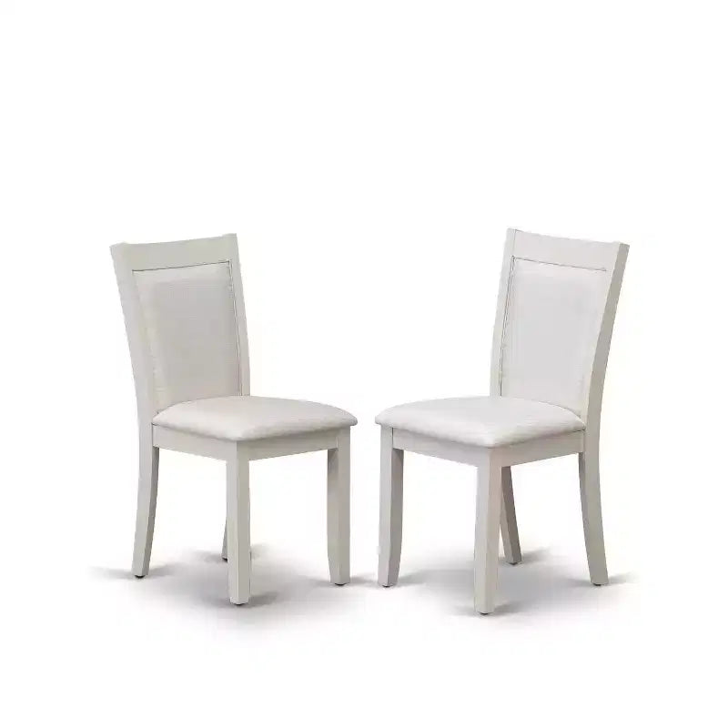 HomeStock 5-Piece Rectangle Wire Brushed Linen White Finish Solid Wood Top Dining Table with 4 Parson Chair