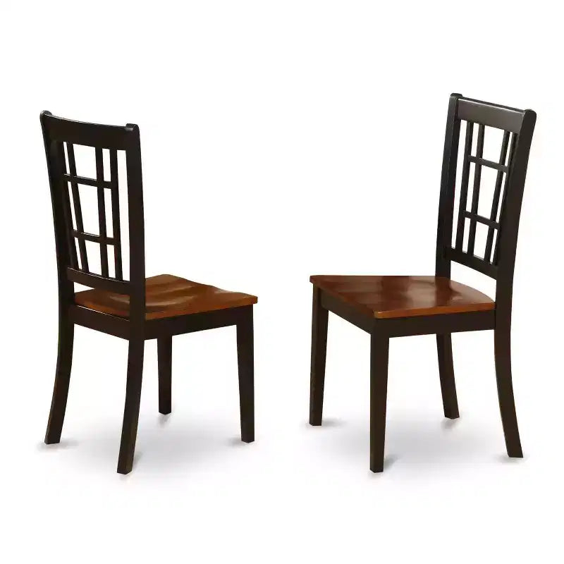 5-Piece Round Black Finish Solid Wood Top Dining table with 4-Chairs with
