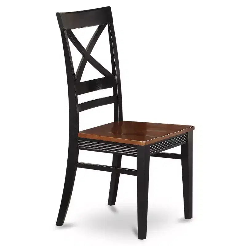 HomeStock 5-Piece Rectangle Black and Cherry Finish Solid Wood Top Dining table with 4-Chairs