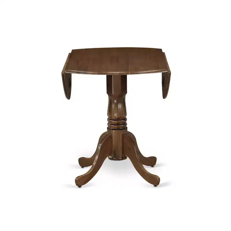 3-Piece Antique Walnut Finish Solid Wood Top-Round Upholstered Dining Room Set -Seats 4