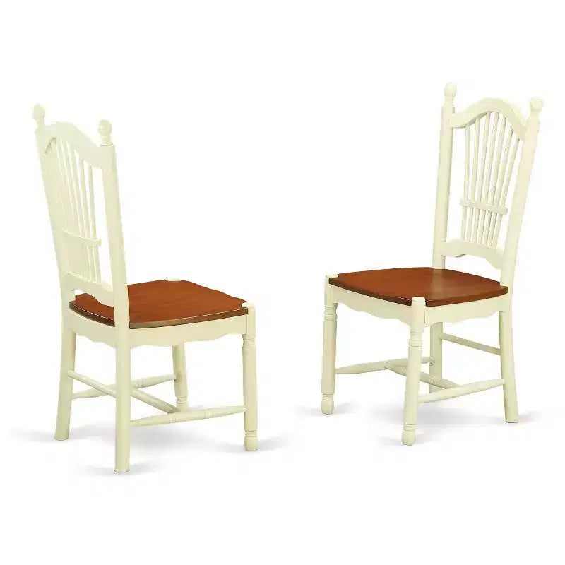 HomeStock 3-Piece Buttermilk and Cherry Finish Solid Wood Top Dining Table Set
