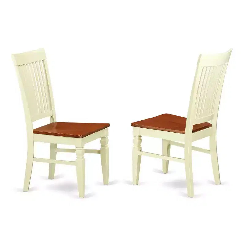 HomeStock 3-Pc Buttermilk and Cherry Finish Solid Wood Top with Dropleaf Dining Table Set
