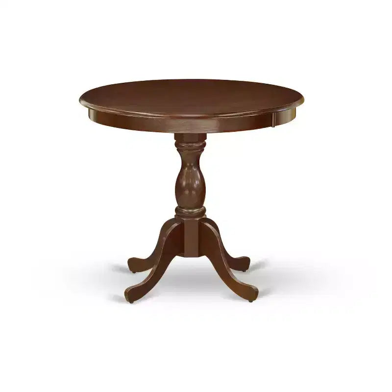 3-Piece Mahogany Finish Solid Wood Top Round Dining Room Set with High Back (Seats-4)