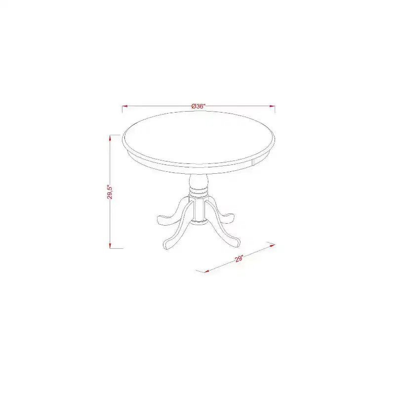 3-Piece Mahogany Finish Solid Wood Top Round Dining Room Set with High Back (Seats-4)