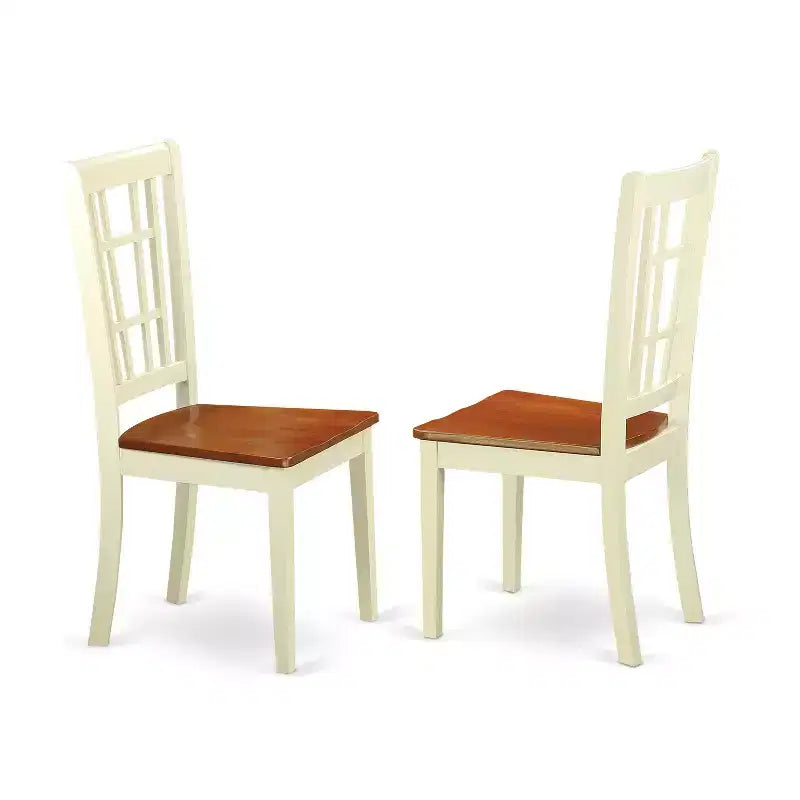 5 Piece Kitchen Table Set for 4 - Rectangle Dining Table with Butterfly Leaf & 4 Chairs - Buttermilk & Cherry Finish