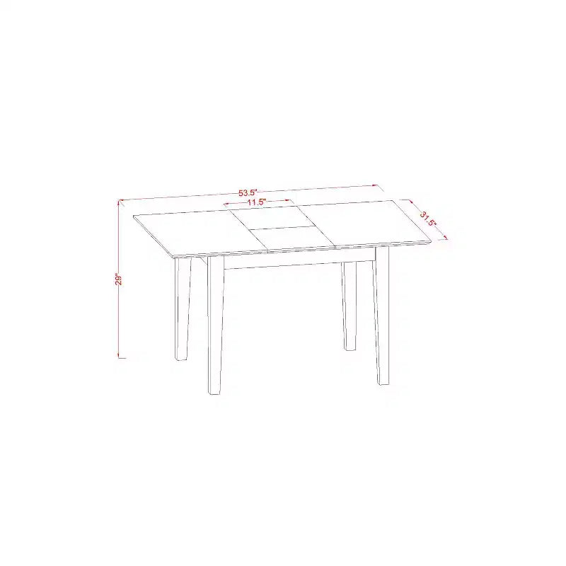 5 Piece Kitchen Table Set for 4 - Rectangle Dining Table with Butterfly Leaf & 4 Chairs - Buttermilk & Cherry Finish