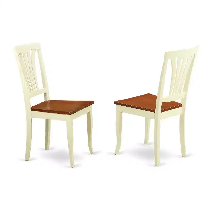 Wooden Dining Table Set 3 Piece - Kitchen Table with 2 Chairs - Hardwood Seat - Butter Milk Finish