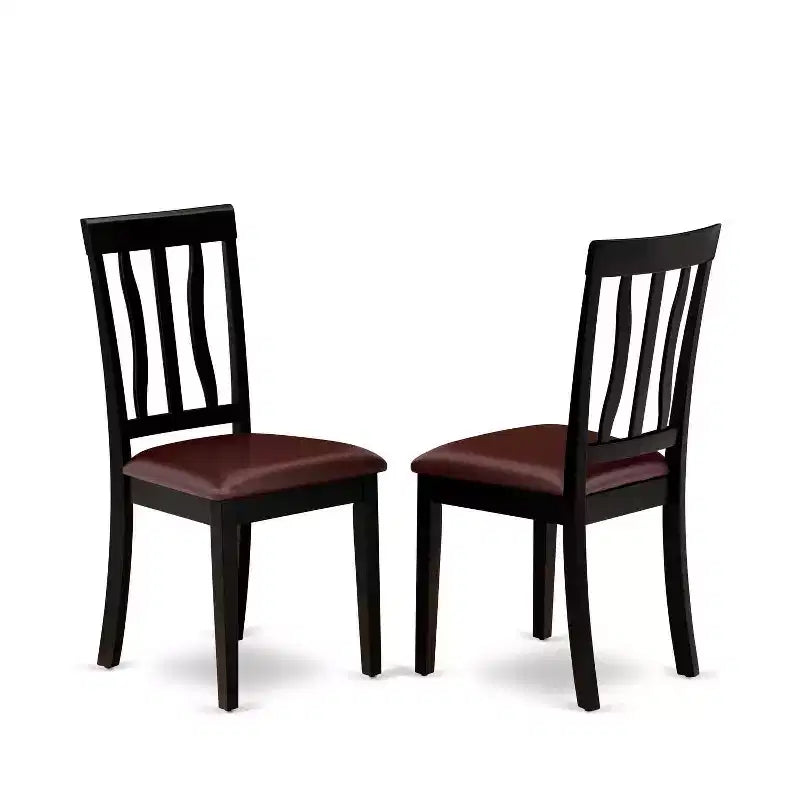 HomeStock 5-Pc Black and Cherry Finish Solid Wood Top - Dining Room Set - Seats 4