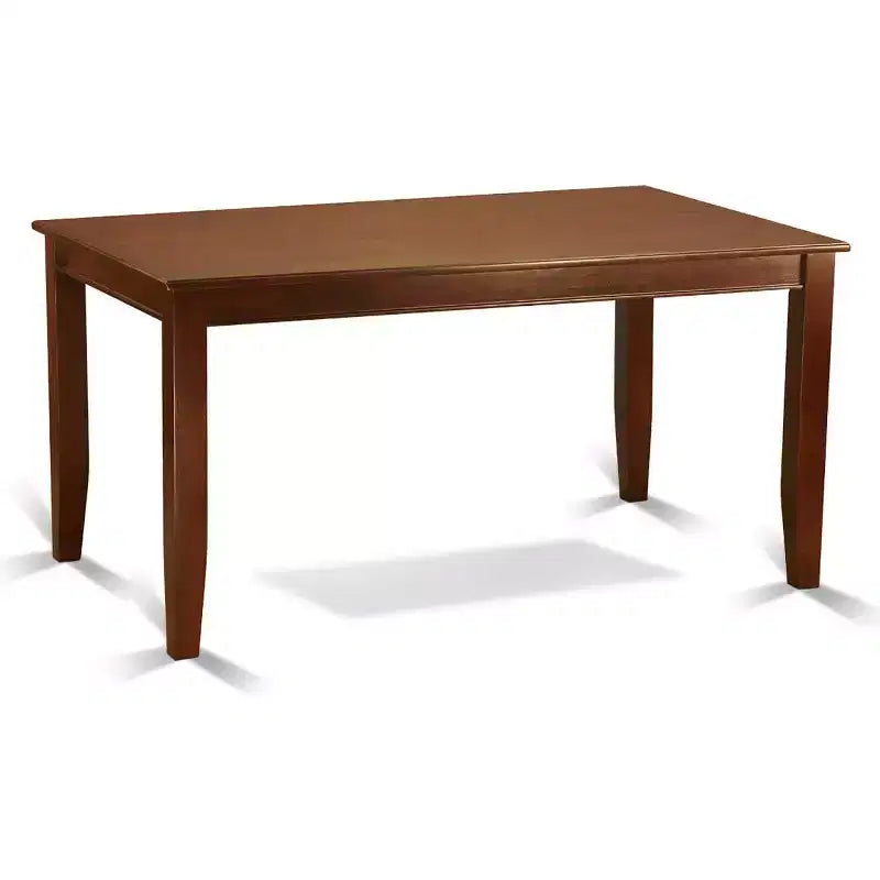 HomeStock 7-Piece Rectangle Mahogany Finish Solid Wood Top Dining Table with 6-Chairs with Cross Back