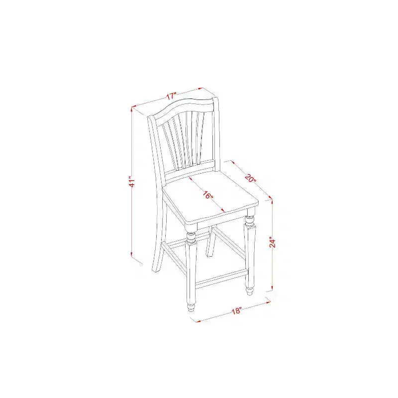 Counter Height Dining Set - 3 Piece Table & Chairs - Southwestern Style - 30x48 Inch Table