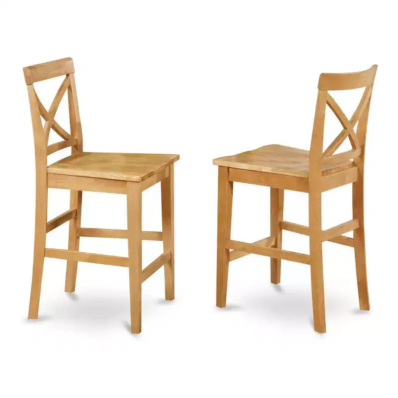HomeStock 3-Pc Natural Oak Finish Solid Wood Top - Dining Room Set - Seats 4