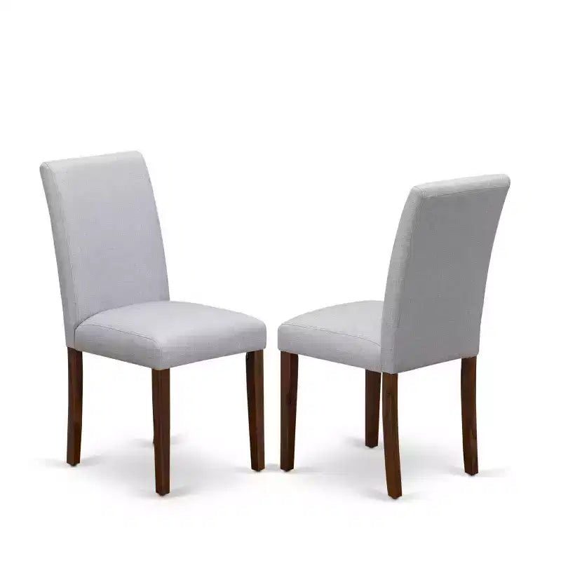 HomeStock 5-Piece Antique Walnut Finish Solid Wood Top Dining Table with 4 Parson Chair with Drop Leaf Lattice Back