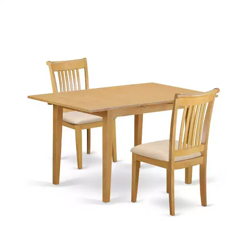 Dinette Table Set 3 Piece - Kitchen Table with Chairs, Small Space Dining Set, Oak Finish