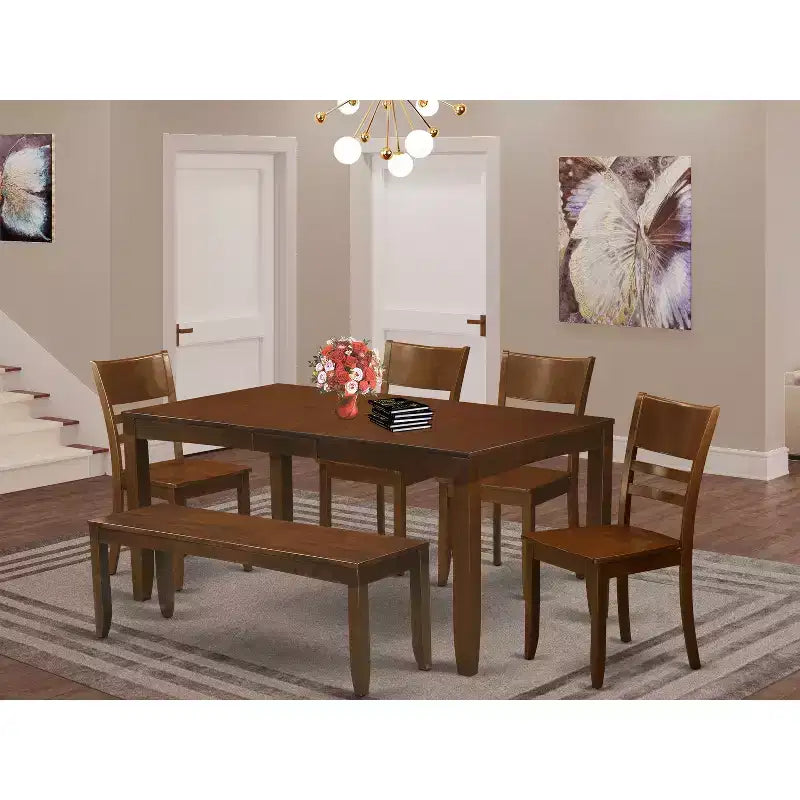 Island Oasis Dining Set - Table & Bench with 4 Chairs - 54/66 Extendable Table