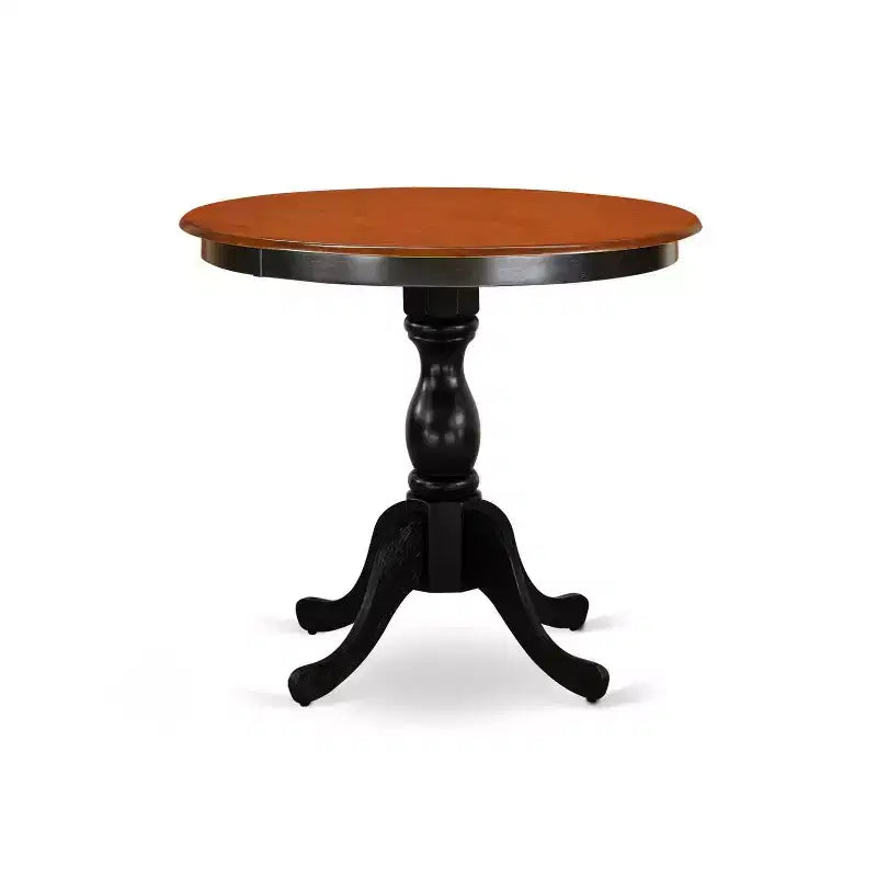 HomeStock 3-Piece Saddle Brown Finish Solid Wood Top - Button Tufted Dining Room Set - Seats 4