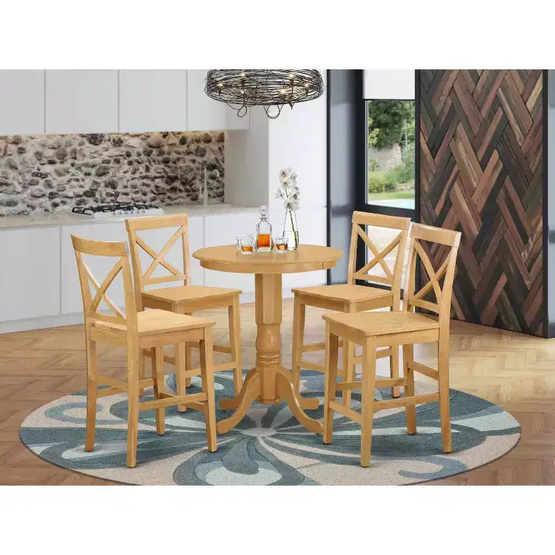 Kitchen Table Set - Counter Height Table & 4 Chairs - Elegant Dinette Set for Small Spaces