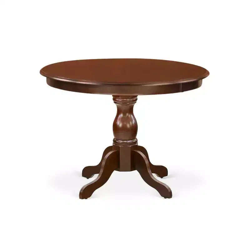 5-Piece Round Mahogany Finish Solid Wood Top Dining Table with 4 Parson Chair with