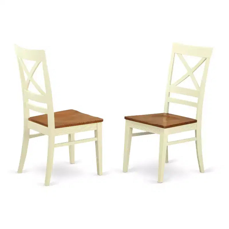 HomeStock 5-Pc Buttermilk and Cherry Solid Wood Top - Dining Room Set - Seats 4