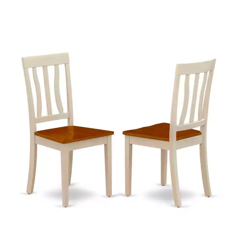 HomeStock 5-Piece Round Buttermilk and Cherry Finish Solid Wood Top Dining table with 4 Chairs