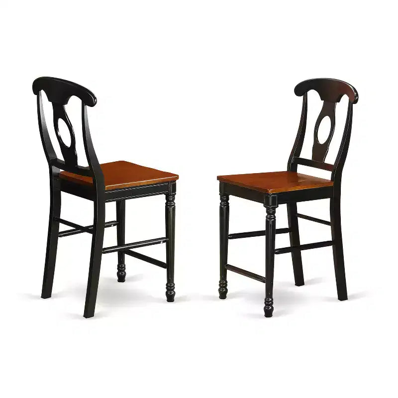 HomeStock 3-Piece Round Black Finish Solid Wood Top Dining Table with 2 Chairs