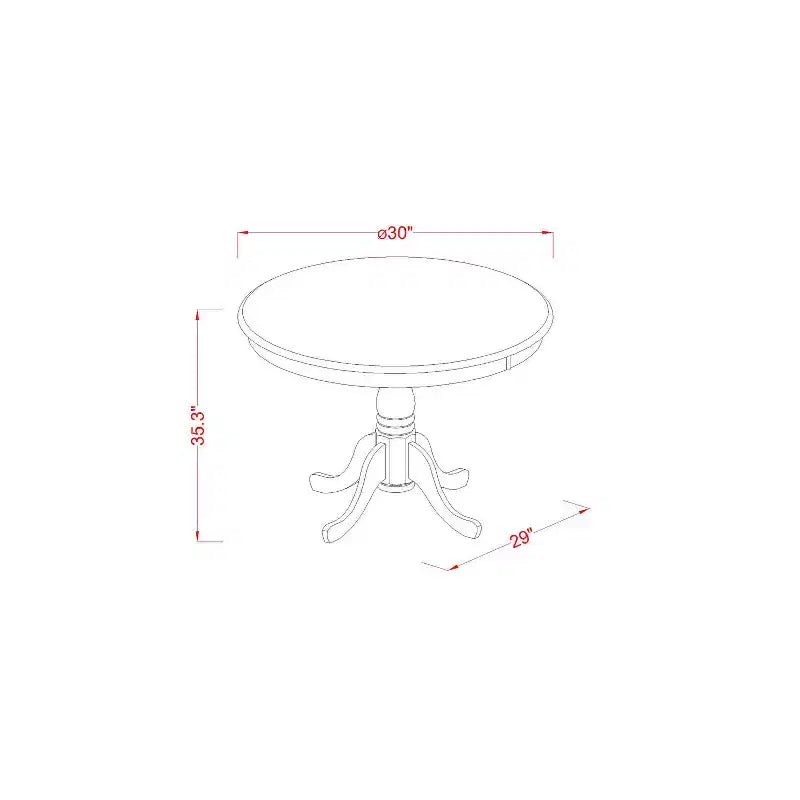 HomeStock 3-Piece Round Black Finish Solid Wood Top Dining Table with 2 Chairs