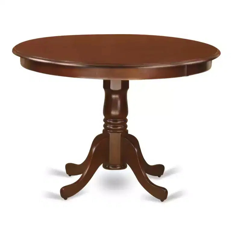 HomeStock 5-Pc Round Mahogany Finish Solid Wood Top Dining table with 4 Chairs