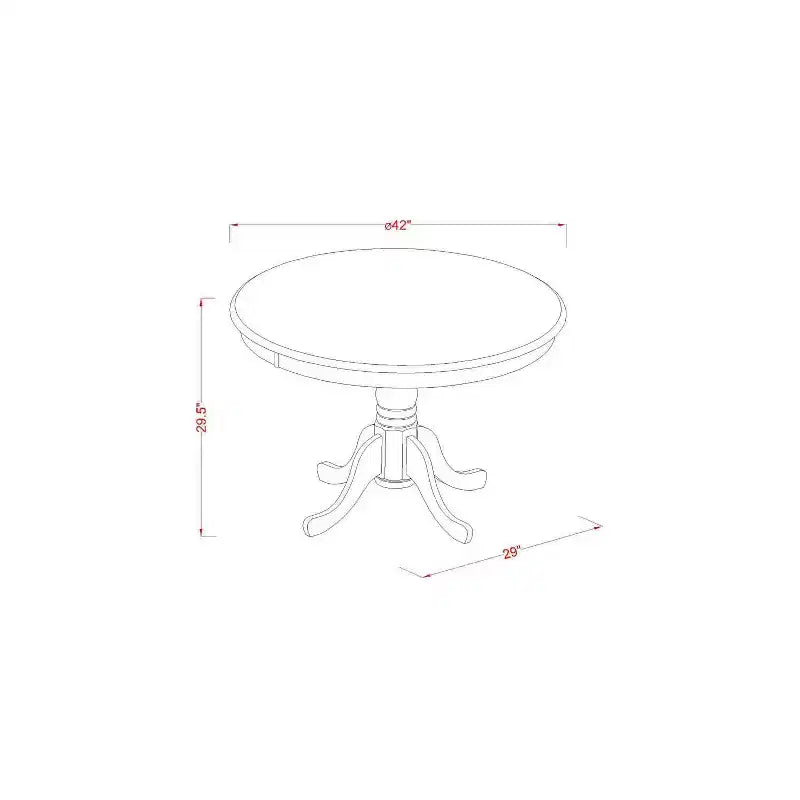 HomeStock 5-Pc Round Mahogany Finish Solid Wood Top Dining table with 4 Chairs