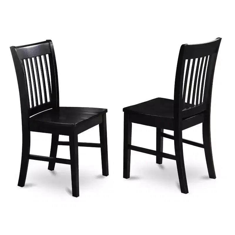 5-Piece Black Finish Solid Wood Top - Rectangular Dining Room Set - Seats 4