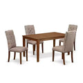 HomeStock 5-Pc Mahogany Finish Solid Wood Top - Rectangular Dining Room Set - Seats 4