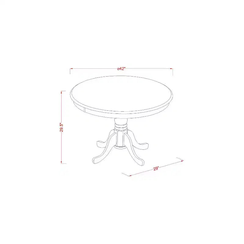 Kitchen Table Set 5 Piece - Round Dining Table & 4 Chairs - Modern Design - 42 Inch - Black & Cherry Finish