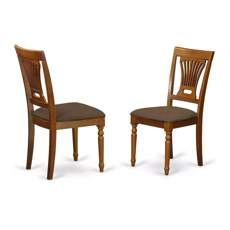 Round Dining Table Set for 2 - Kitchen Table with Chairs - Saddle Brown Finish