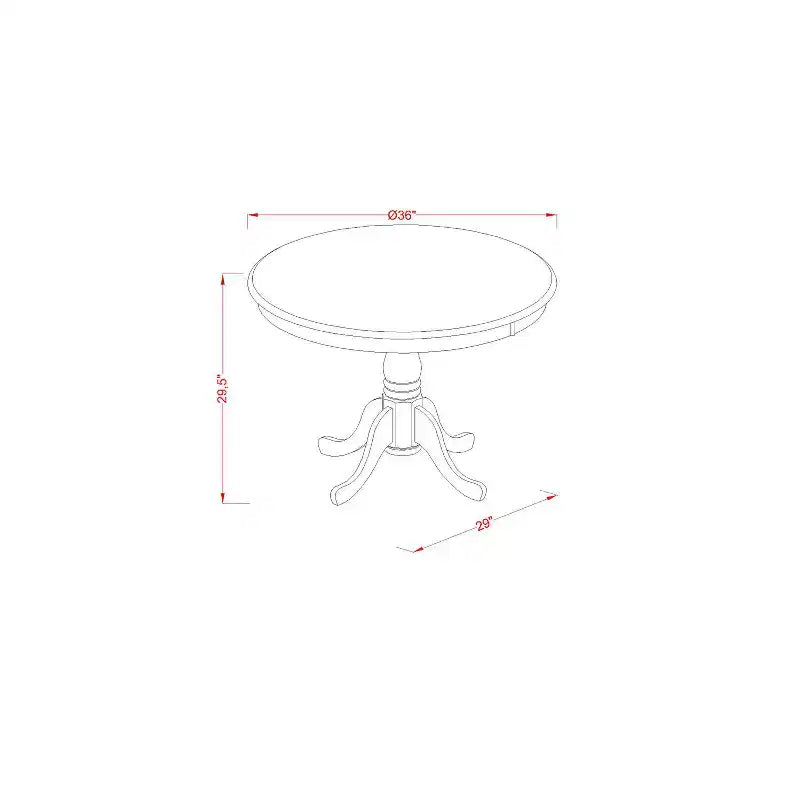 3-Piece Round Black Finish Solid Wood Top Dining Table with 2-Chairs with