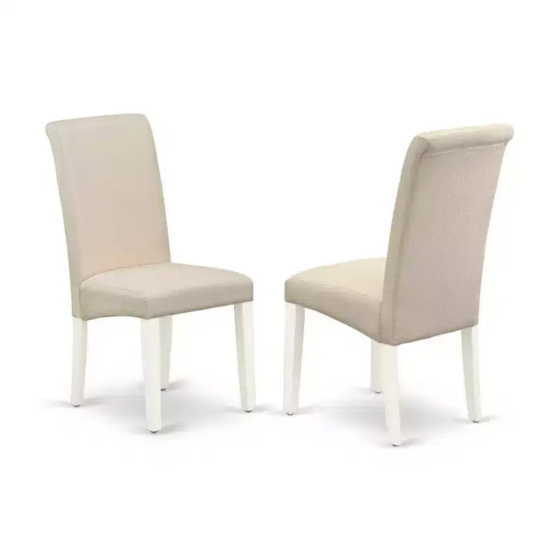 HomeStock 5-Pc Round Linen White Solid Wood Top-Dining Room Set-Seats 4
