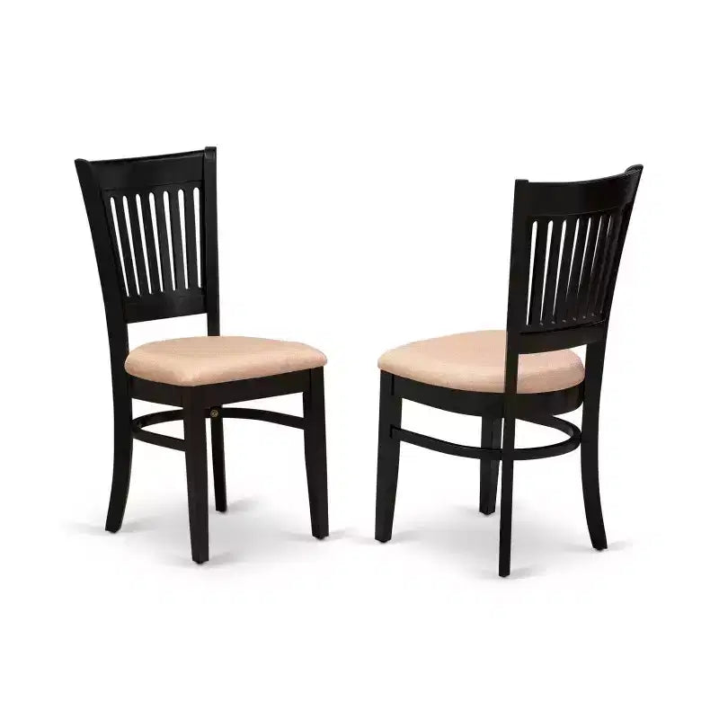HomeStock 7-Piece Rectangle Black Finish Solid Wood Top Dining Table with 6-Chairs with Butterfly Leaf Slat Back