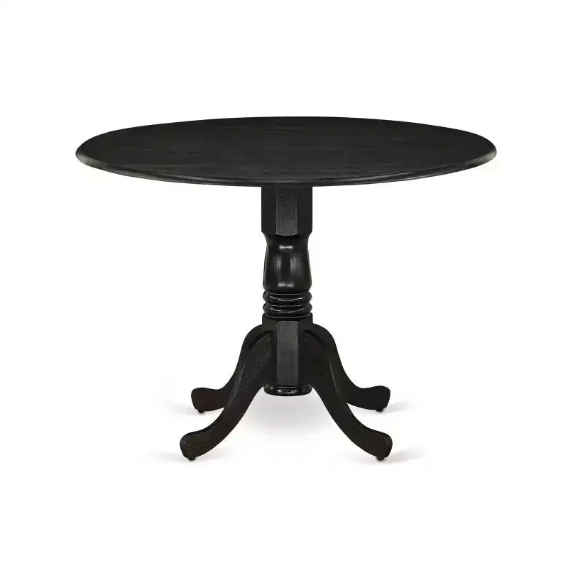 3-Piece Wirebrushed Black Solid Wood Top - Round Dining Room Set - Seats 4
