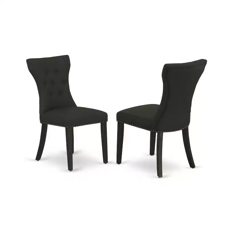 3-Piece Wirebrushed Black Solid Wood Top - Round Dining Room Set - Seats 4