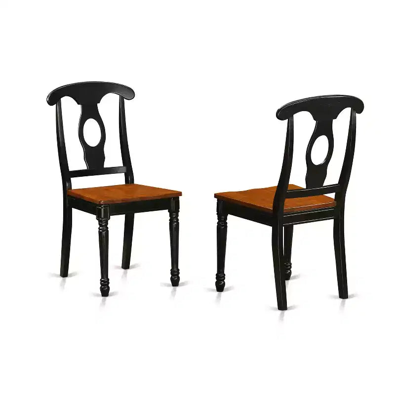 HomeStock 7-Piece Black and Cherry Finish Solid Wood Top Dining Table with 6 Chairs