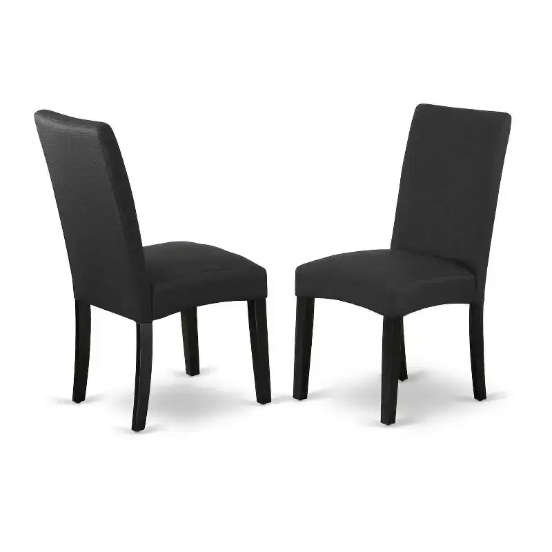 HomeStock 5-Piece Round Black Finish Solid Wood Top Dining Table with 4-Parson Chair