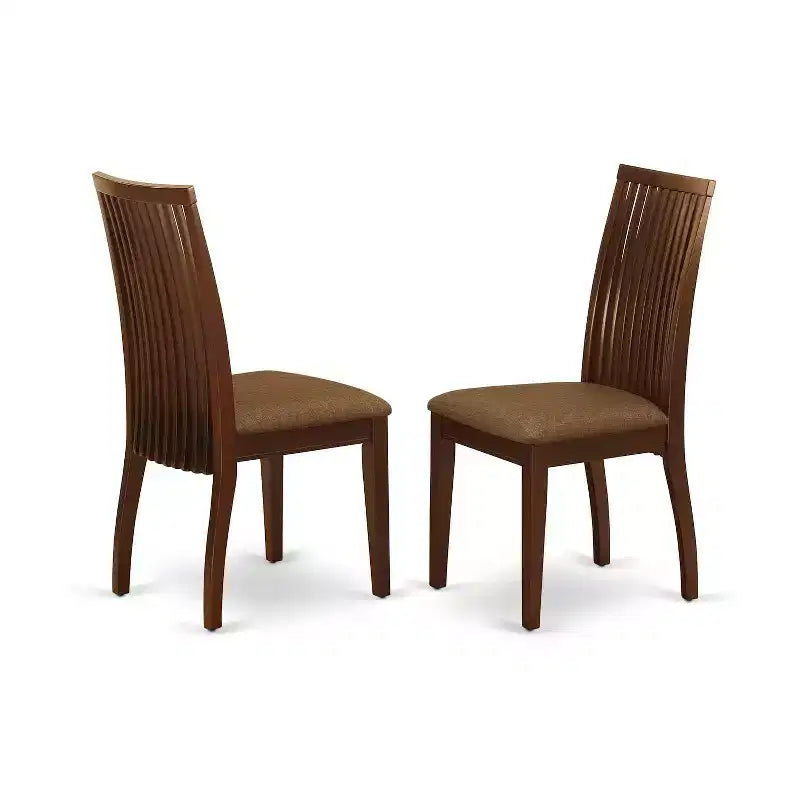 HomeStock 5-Piece Round Mahogany Finish Solid Wood Top Dining table with 4 Chairs with Drop Leaf