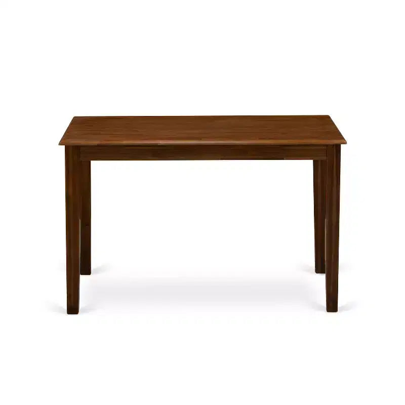 5-Piece Antique Walnut Finish Solid Wood Top - Rectangular Dining Room Set - Seats 4