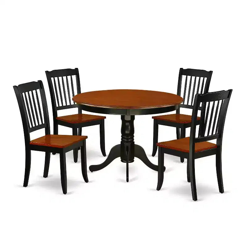 Hollywood Regency Dining Set - 5Pc Round Table & 4 Chairs - 42 Inch - Elegant Dining Room Furniture